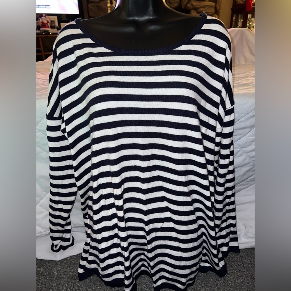 Soft Surroundings Stripped Zip Back Tunic Top